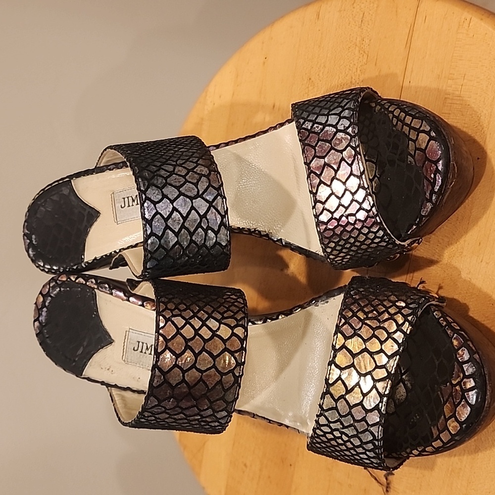 Authentic Jimmy Choo Irridescent Mule Chunky Heels with Chunky Platform - Picture 3 of 9